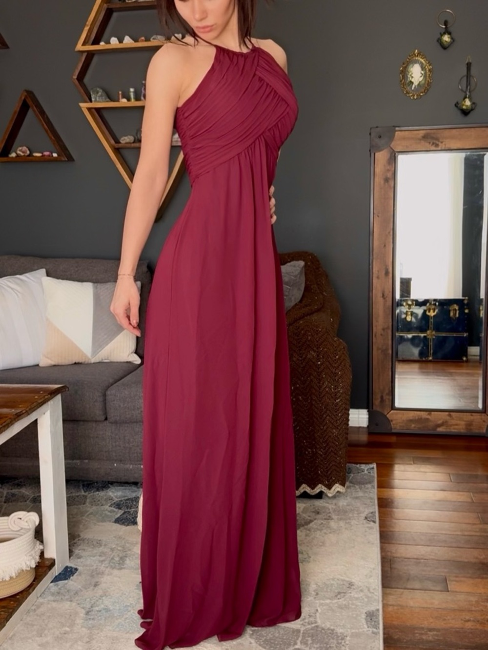Bridesmaids Formal Burgundy Floor Length Dress